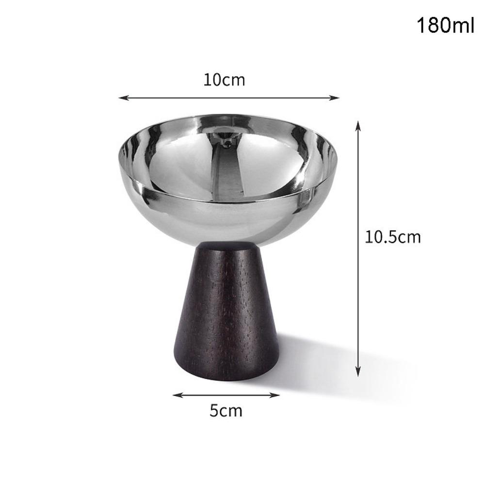 New 304 Stainless Steel Ice Cream Cup with Wooden Base Elegant Dessert Cup Minimalist Gift Salad Bowl Fruit Serving