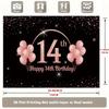 Sfondo 2D per Festa di 14° Compleanno, Sfondo Fotografico con Palloncini Nero Oro Rosa