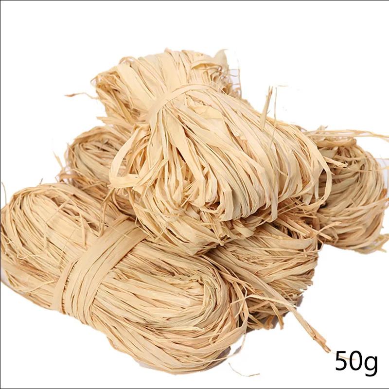 50g/Roll Natural Raffia Straw Rope Wedding Invitation Gift Packing Rope Flower Wrapping Decoration Straw Rope Party