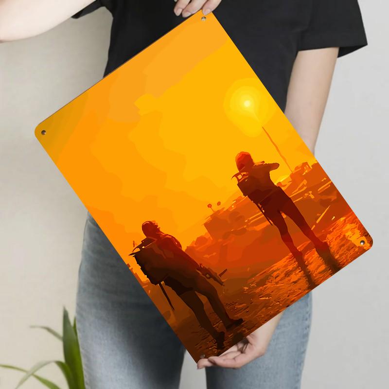 Wasteland World Silhouette Character Metal Wall Art Game Theme Decor for Living Room Study Room