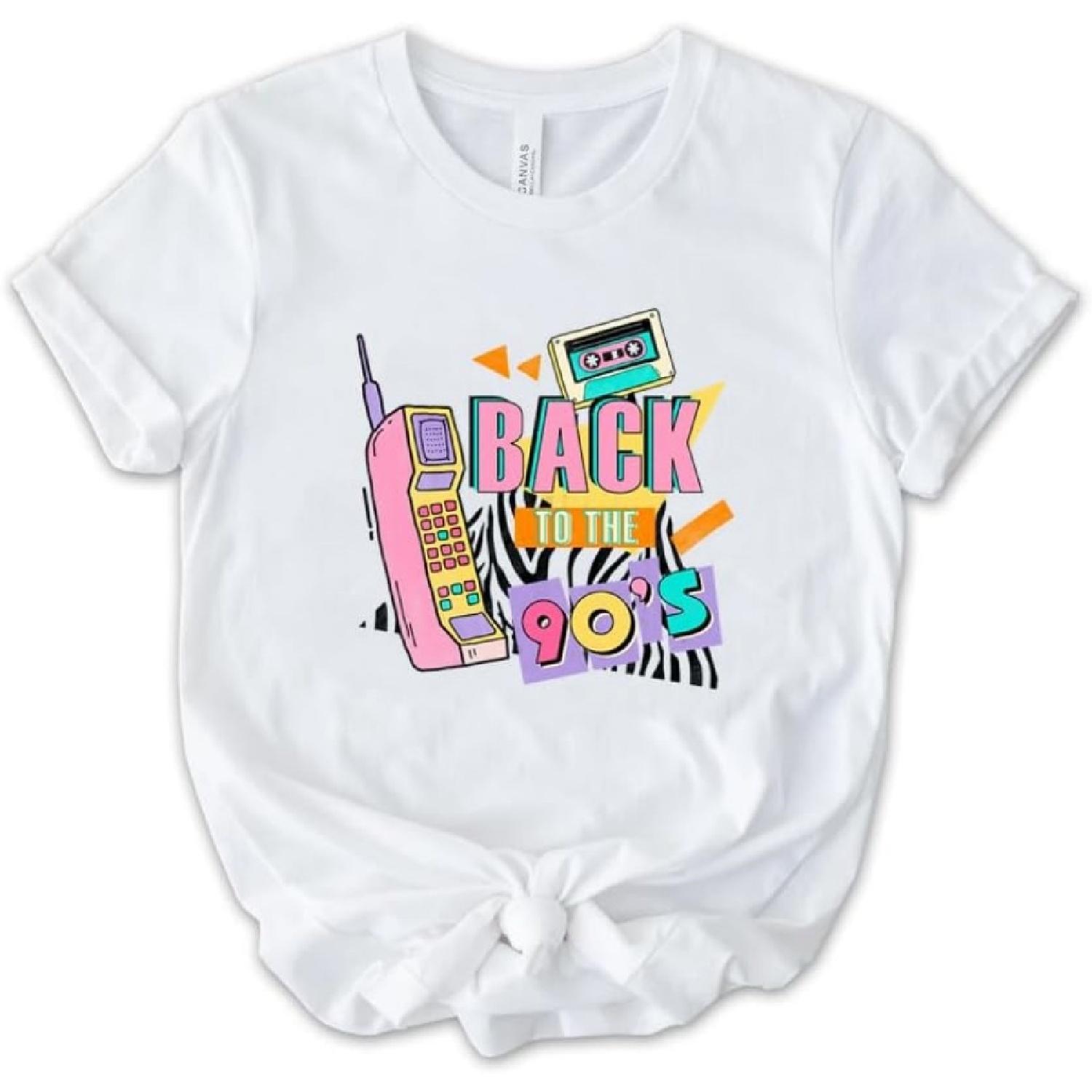 

BOHOCAT Unisex Vintage 90’s Tee Tops, Retro Stylish Nineties Graphic Printed Tshirt, Short Sleeve 90s Style Party T-Shirts S белый