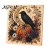 Handgemachtes Geschenk für Bastelfreunde 2 Stück Halloween Kunst mit Kunstperlen, Geisterkürbis Hexe Krähe Malerei DIY Funkelndes Perlen-Set Kit, 3D Totenkopf