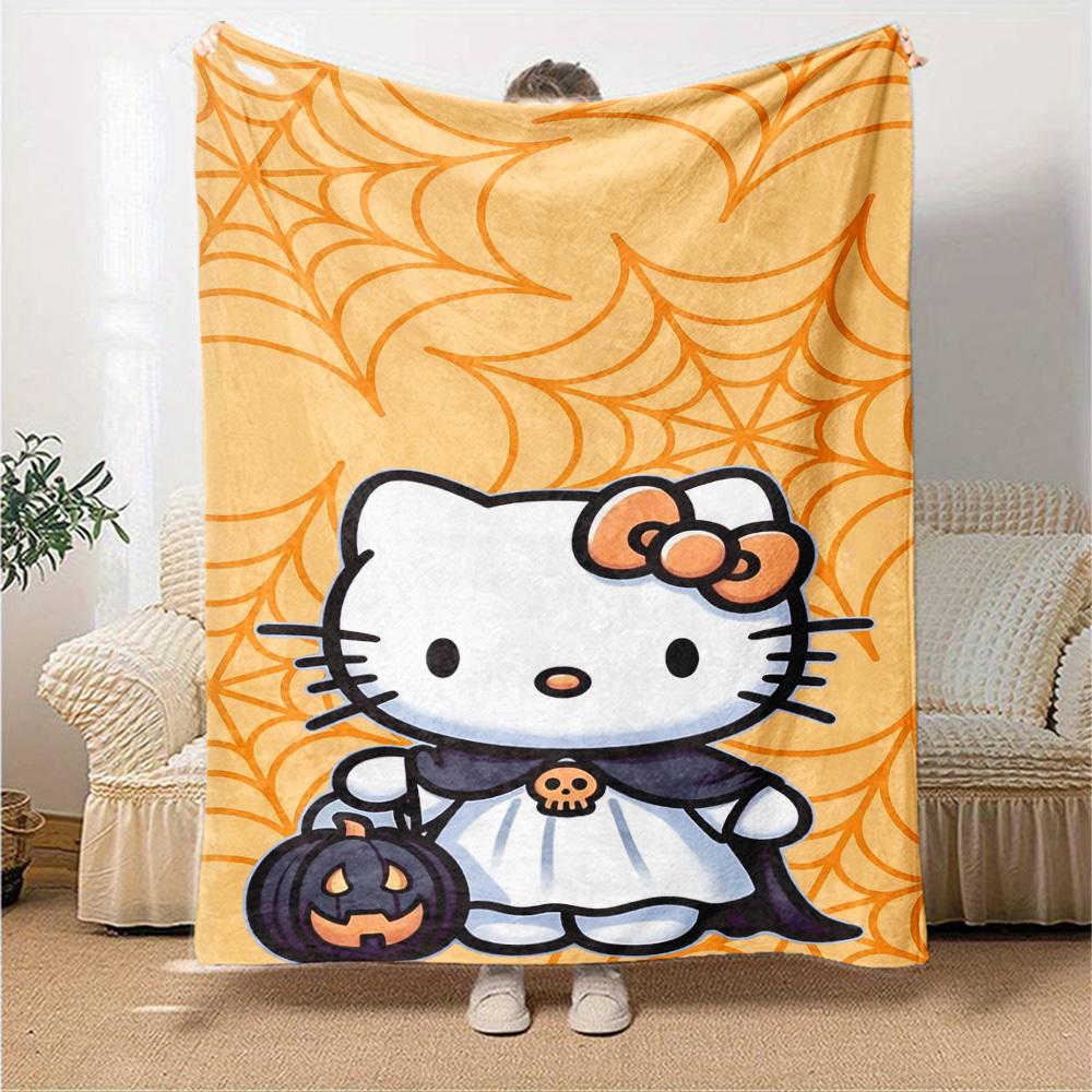 1pc Hello Kitty Halloween blanket Lightweight Flannel Throw for Sofa Bed Travel Camping Livingroom1138L