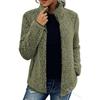 Stand Collar Solid Color Sweatshirt Women Casual Fashion Long Sleeve Zip Up Bubble Fleece Jacket