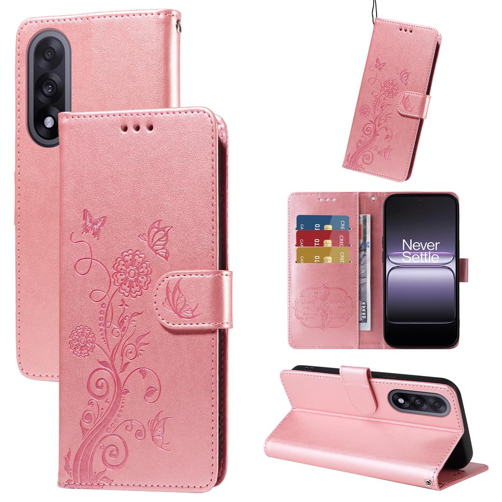 For OnePlus Ace 5 Ultra 5G/OnePlus Nord 5 5G Leather Case Butterfly Floral Imprint Wallet Stand Cover