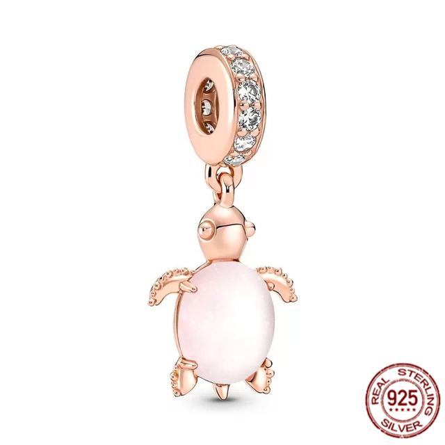Rose Gold Plated Pendant Charm Gift 925 Sterling Silver Dangle Bead Fit Original Fasion Bracelet Necklace Jewelry For Women