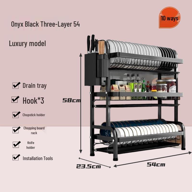 Carbon Steel Multi-Layer Kitchen Organizer Dish Drainer Rack