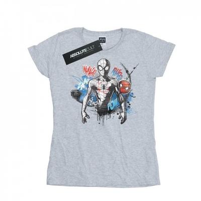 Womens/Ladies Spider-Man Graffiti Pose Cotton T-Shirt