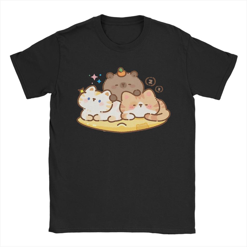 Fun Capybara Cute Animal T-Shirt Male  Streetwear Pure Cotton T-Shirts Beach Breathable Hipster Tees Wholesale Oversized Clothes