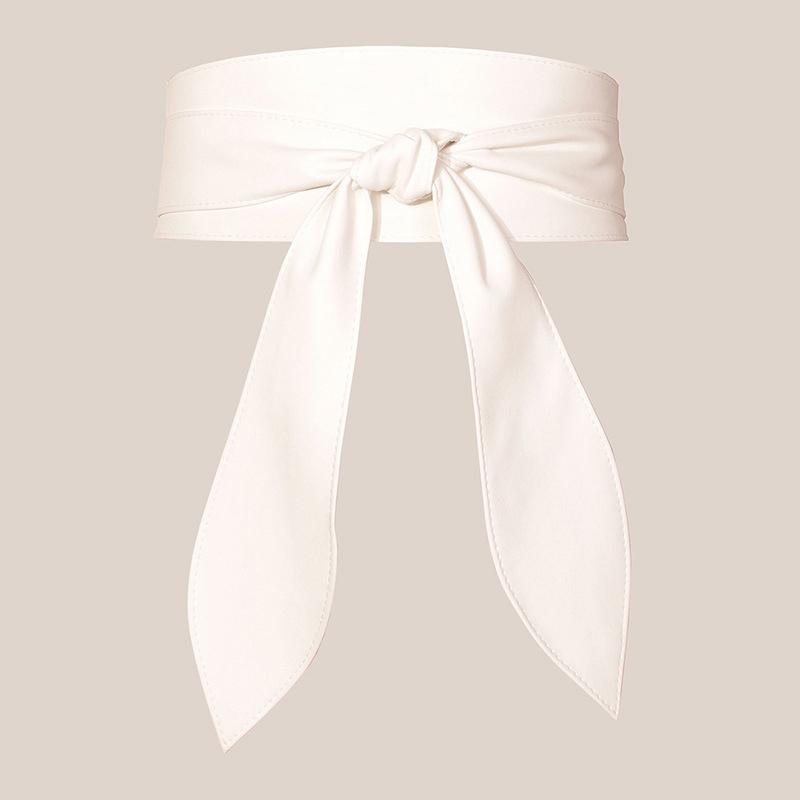 Women's PU Soft Band Wide Belt High Quality Fashion Designer Bow Woman Belts for Dress for Jeans Cummerbunds Solid Color YF1011