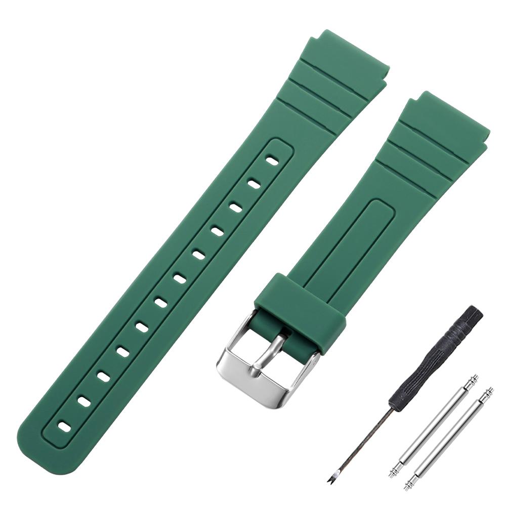 18mm Silikonový řemínek na hodinky pro Casio F91W W-800H SGW400 F91W F84 F105/108 A158/168 AE1200/1300 Náramek na hodinky Měkké pánské náramky na zápěstí
