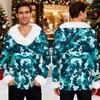 Men's Christmas Printed Fleece Lined Hoodie | Faux Trim Party Sweatshirt With Pocket | Plus Size Loose Fit Holiday Pullover