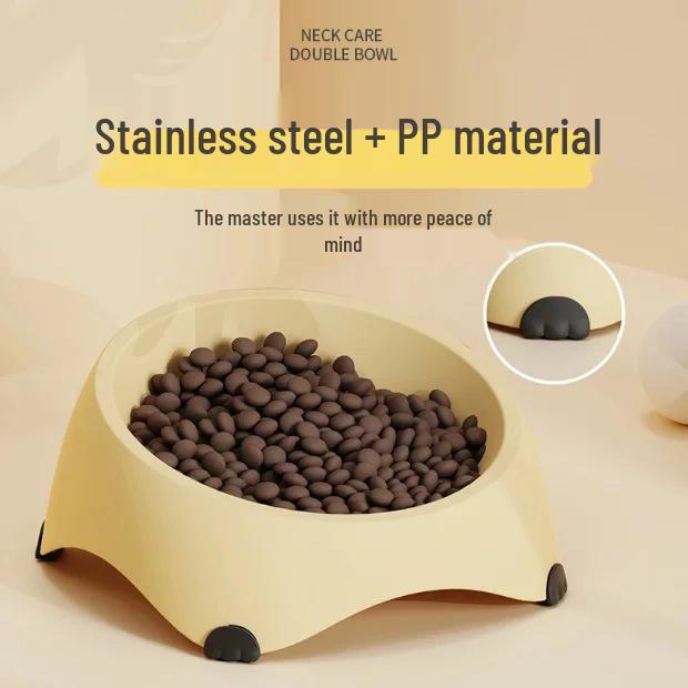 Stainless Steel Pet Bowl (0.74L) - Anti-Spill Design, Supports Cervical Health