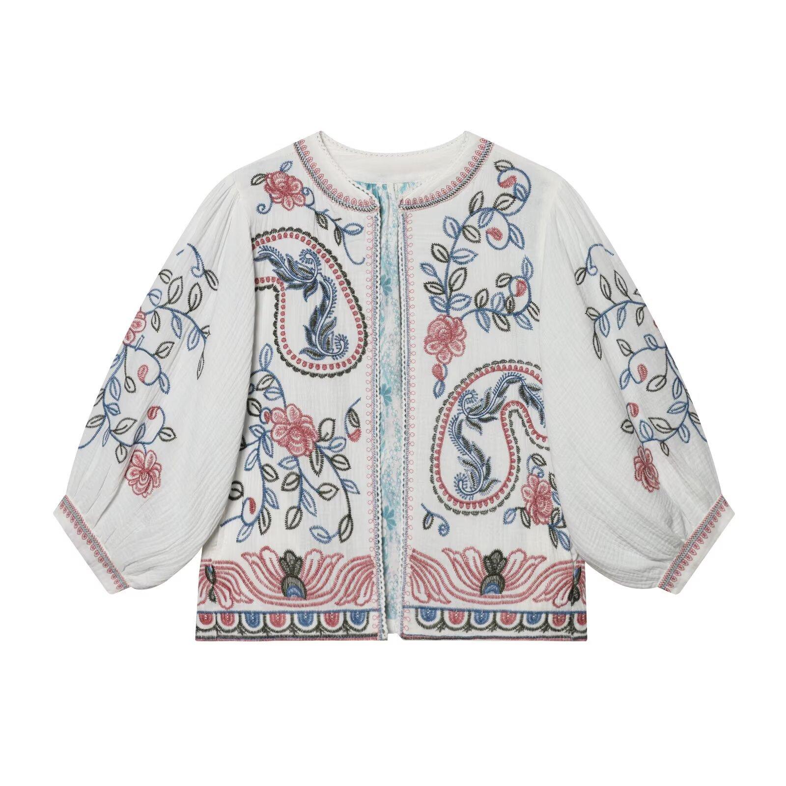 European and American style, new women s clothing, heavy industry ethnic style embroidered lace cardigan thin coat S