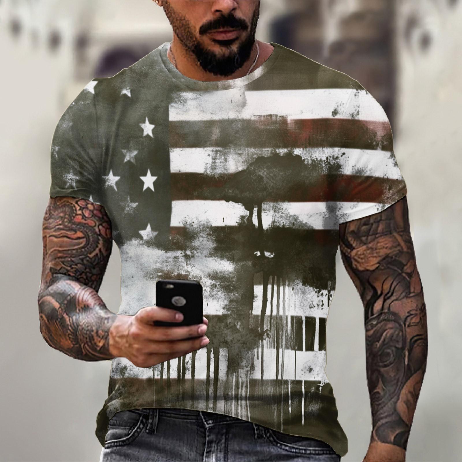 

Мужская футболка с круглым вырезом и короткими рукавами с принтом «День независимости» XL