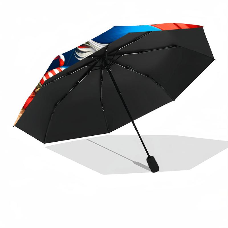 1pc Sturdy 8-Bone Auto Umbrella, Christmas Dwarfs Umbrella, Digital Printed, Foldable Umbrella for On-the-Go Outdoor Use
