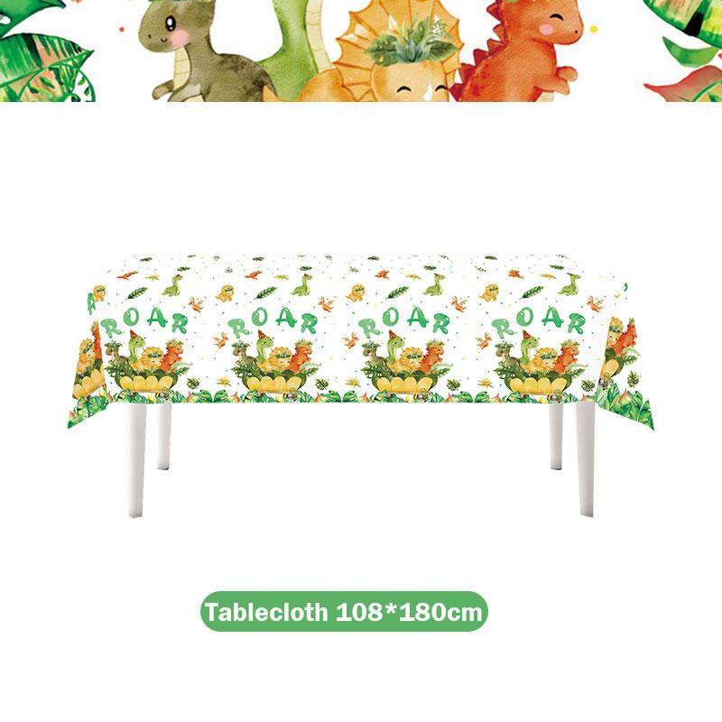 Dinosaur Birthday Decoration Party Supplies Set Cup Plate Tablecloth Dinosaur Balloons Happy Banner Cake Topper for Kids Favors
