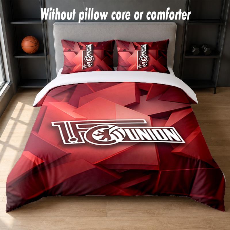 Union Berlin FC Design Bett Bettwäsche-Set 1 Bettbezug + 2 Kissenbezüge Weich Atmungsaktiv Haushalt Bettwäsche