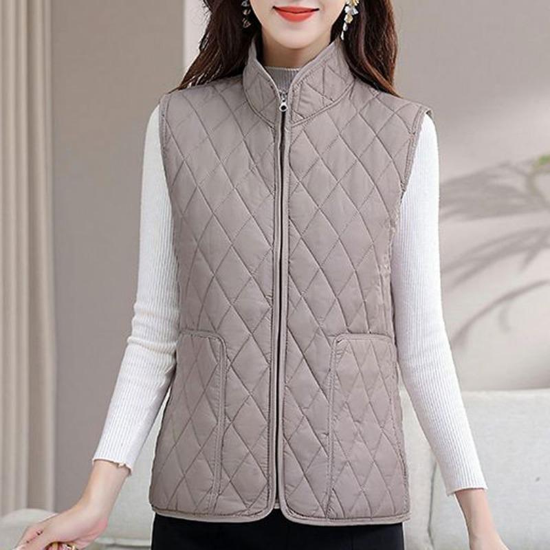 Middle-aged Mothers Wear Autumn and Winter New Thin Small Vest Warm Sleeveless Cotton-padded Jacket Grandma Vest Vest Vest Vest