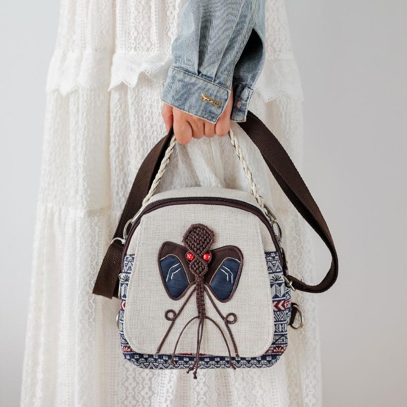 Ethnic-style Handbag, Casual Crossbody Bag, Large-capacity Artistic, Lightweight Single-shoulder Backpack, Women's Bag