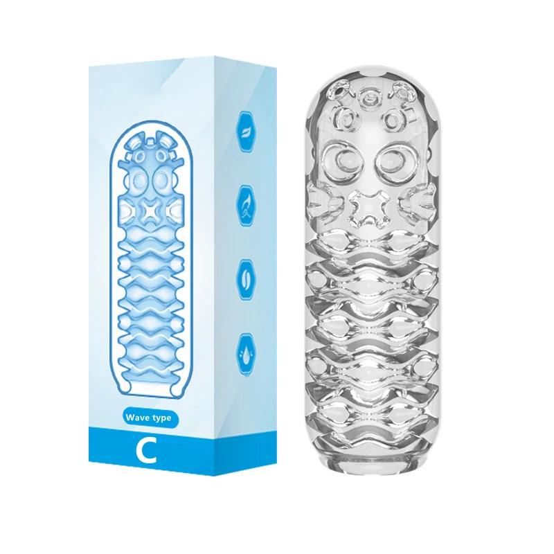 Male Masturbator Cup Soft Transparent Vagina Penis Exerciser Massager Blowjob Adult Products Vacuum Pump Cup Sex Toys for Men