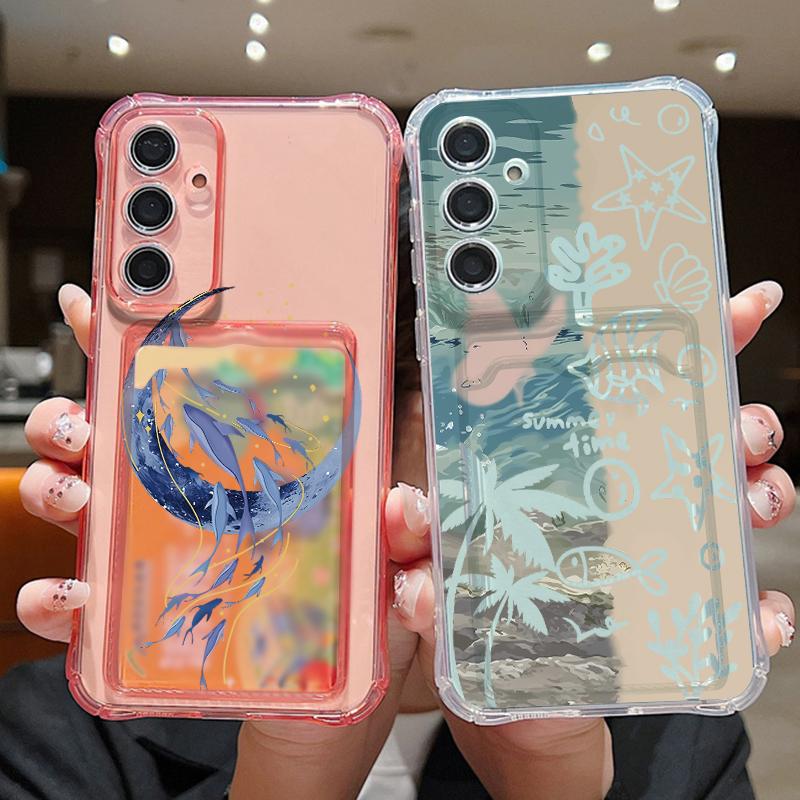 Jellyfish Pattern Phone Case For Samsung Galaxy A57 A37 A17 A56 A16 A55 A36 A26 A15 A35 A54 A53 Clear Card Bag Wallet Soft Cover