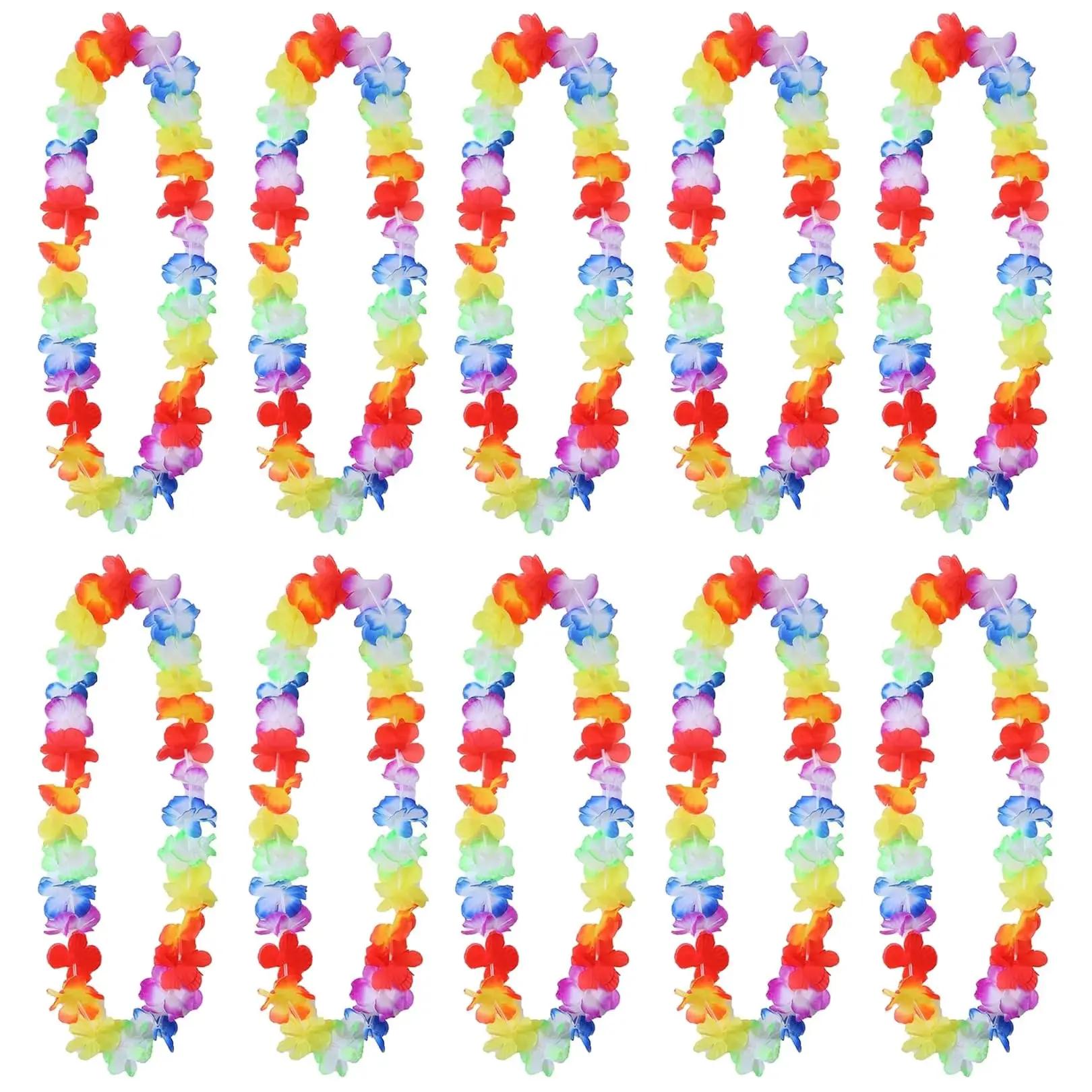Hawaiian Decorative Garlands Pack of 12 Hawaii Chains Flowers  Colourful Flower Chains Hawaii Pool Party Decorating Necklace