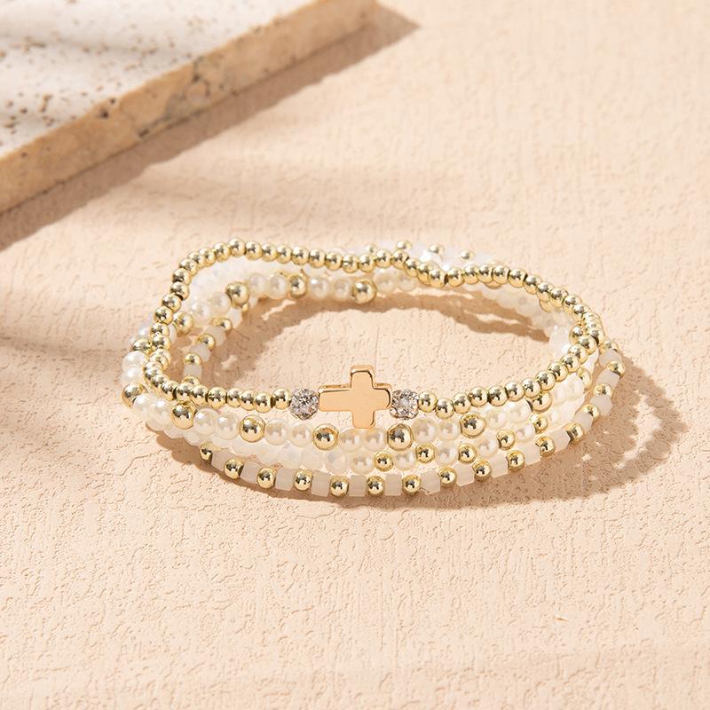 Boho Perlenarmband Instagram-inspiriert Nischenstil Farbblock-Stapelarmband-Set
