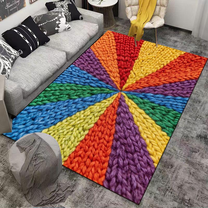 Tappeto Tappetino con Motivo a Maglia Arcobaleno - Tappetino Decorativo Colorato per la Casa Adatto per l'uso come antiscivolo per soggiorno camera da letto divani