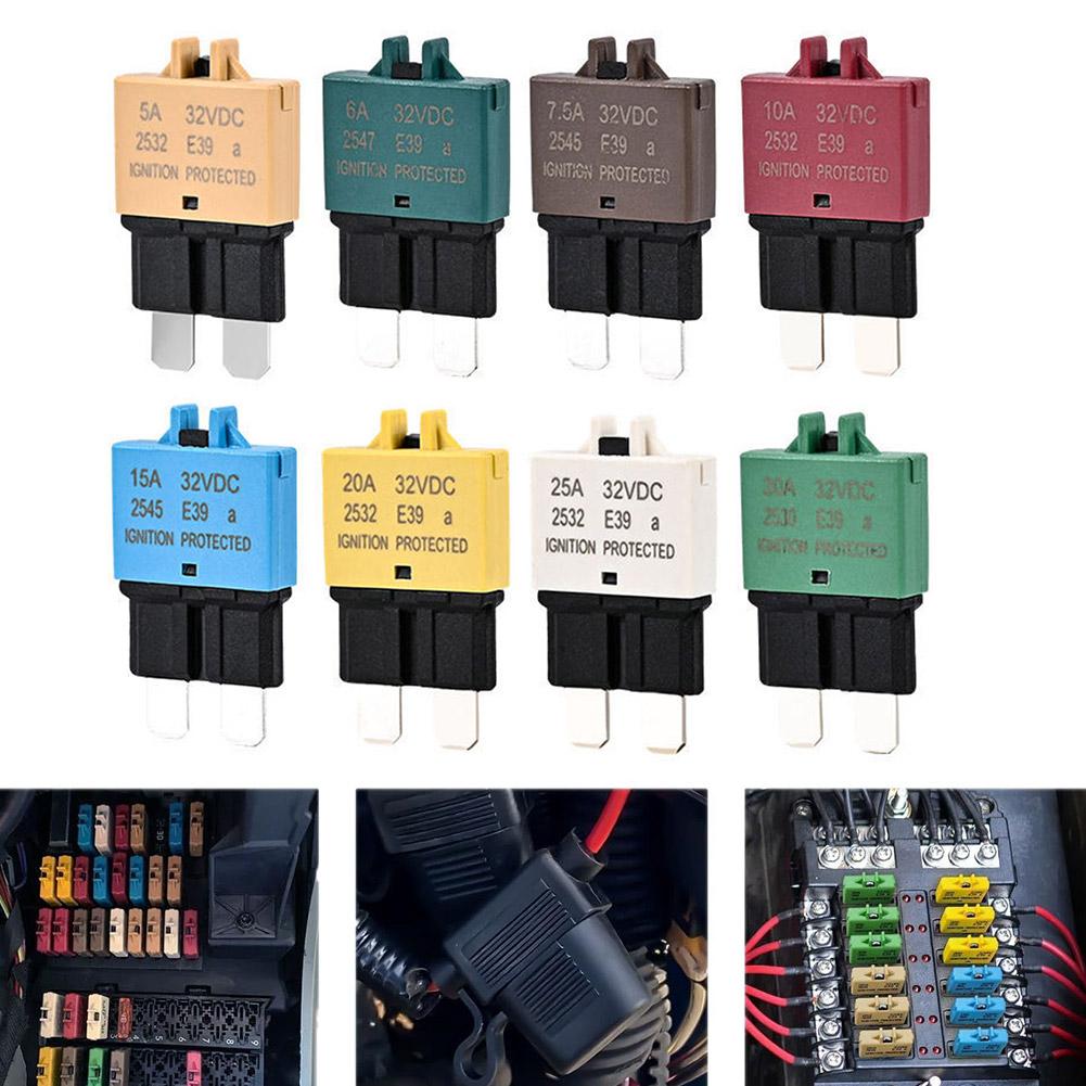 32V Overload Protector3A,6A,25A,30A,20A,15A,10A,8A,7.5A,5A Automotive Fuse Circuit Breaker for Jeep Truck Vessels E8R7 Circuit Breaker 6