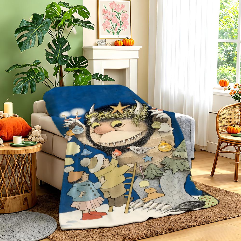 Book W-WheretheWildThingsAre Throw Flannel Throw Blanket,Bed Home Office Nap Blanket Travel,Camping,Picnic Blanket Soft Decor