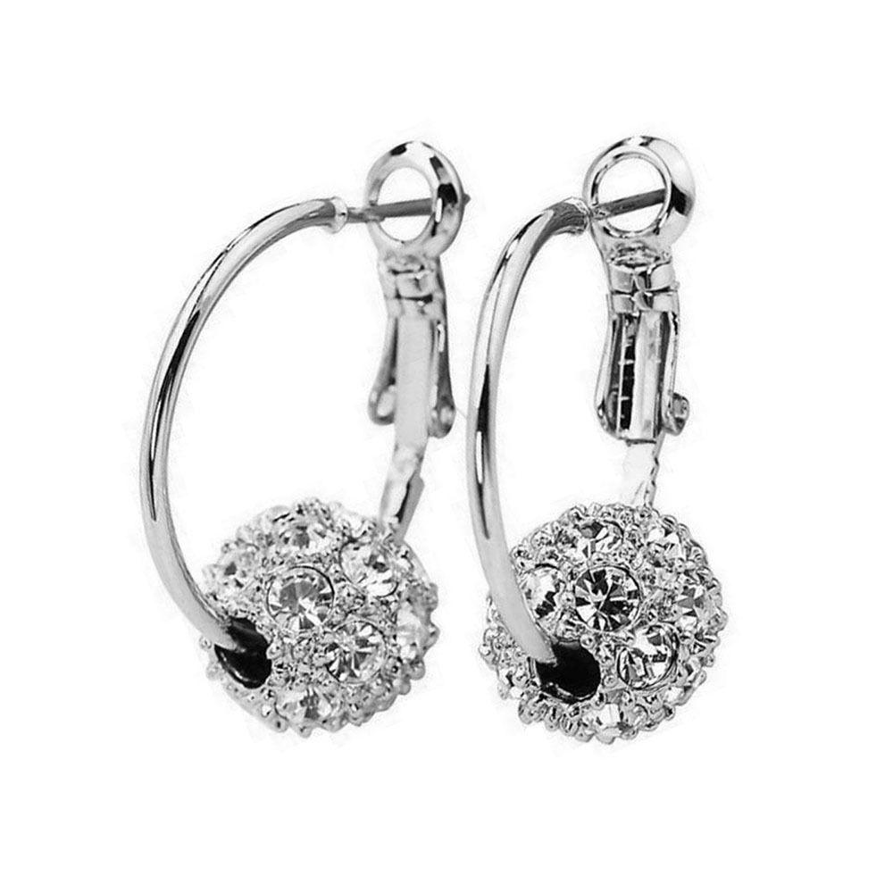 Alloy Weight Loss Earrings Coloured Diamond Small Hoop Earrings Crystal Diamond Ball Earrings