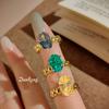 2026 Goose Yellow Pigeon Egg Rhombus Ring Retro Fashion Four Claws Inlaid Paraiba Tanzanian Blue Color Treasure Girl