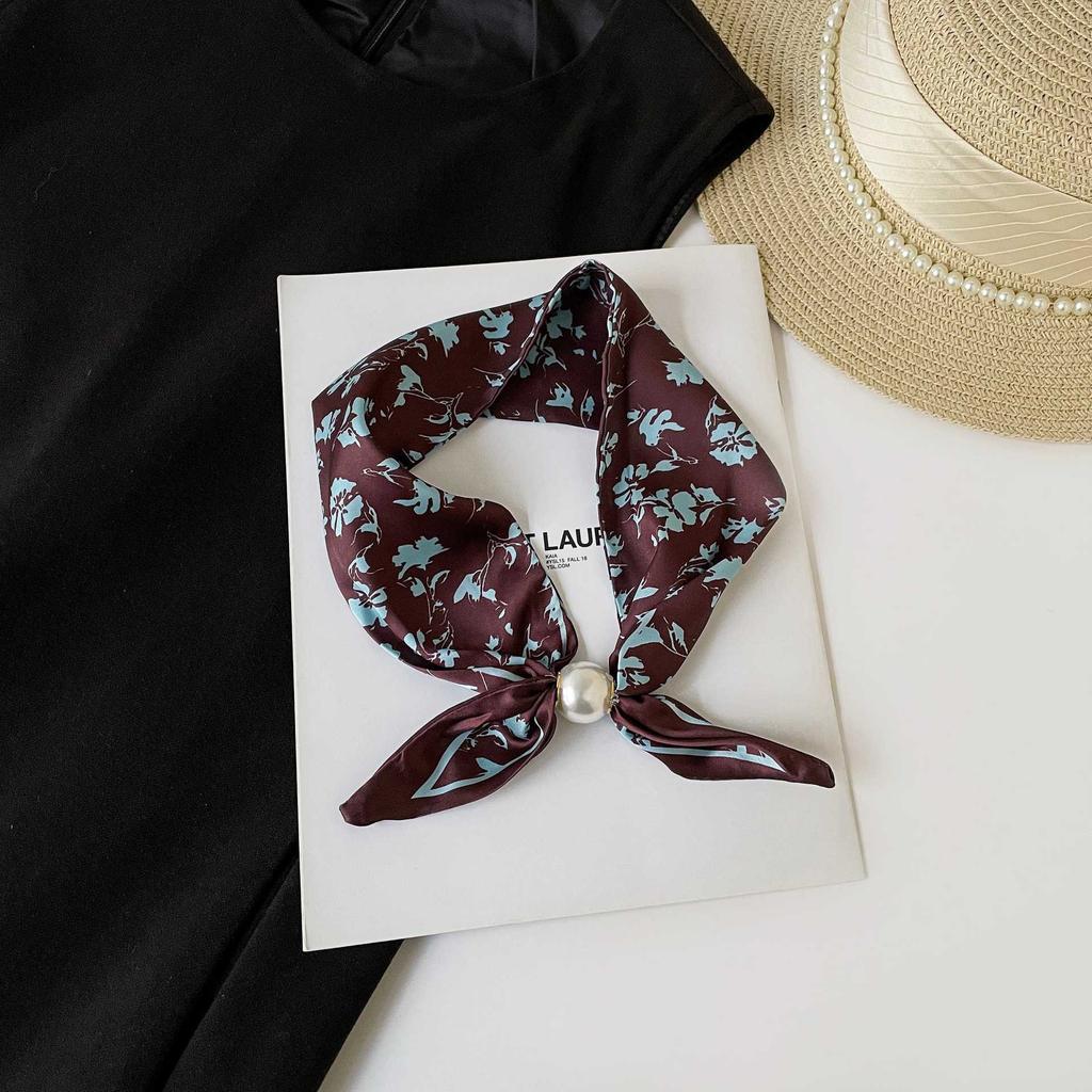 Summer High-grade Magnetic Suction Small Silk Scarf Versatile Anti-sun Scarf Satin Silk Scarf Long Strip Foreign-style Butterfly Scarf Female