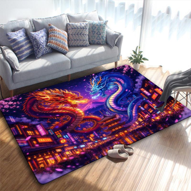 Dragon Carpet Rug for Living Room Bedroom Home Sofa Decoration,Kids play Non-slip Floor Mat