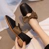 Spring and Summer Single Shoes Female Versatile 2025 New Middle Heel Bow Evening Gentle Shoes Fairy Grandma Doudou Shoes
