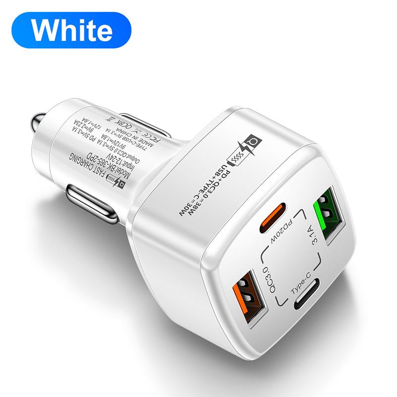 38W Car Charger 2 Usb 2 Pd Type C Fast Charging 3.1A Phone Charge Qc 3.0 Quick Charger Adapter For Iphone 16 15 Laptops Tablets