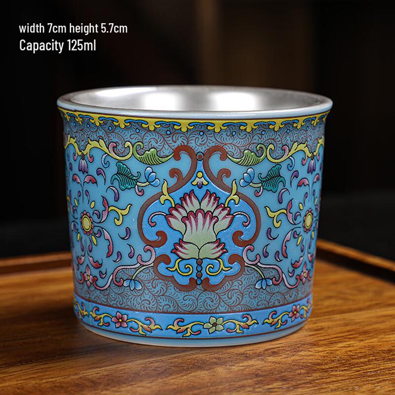 Chaxun 999 Enamel Silver-Plated Ceramic Teacup