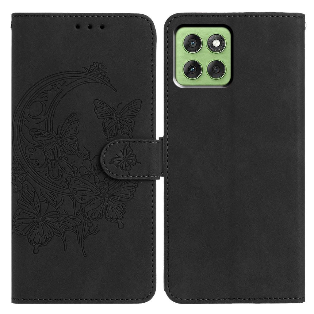 For Motorola Edge 60 5G Case Butterfly Flower Imprinted PU Leather Wallet Stand Phone Cover