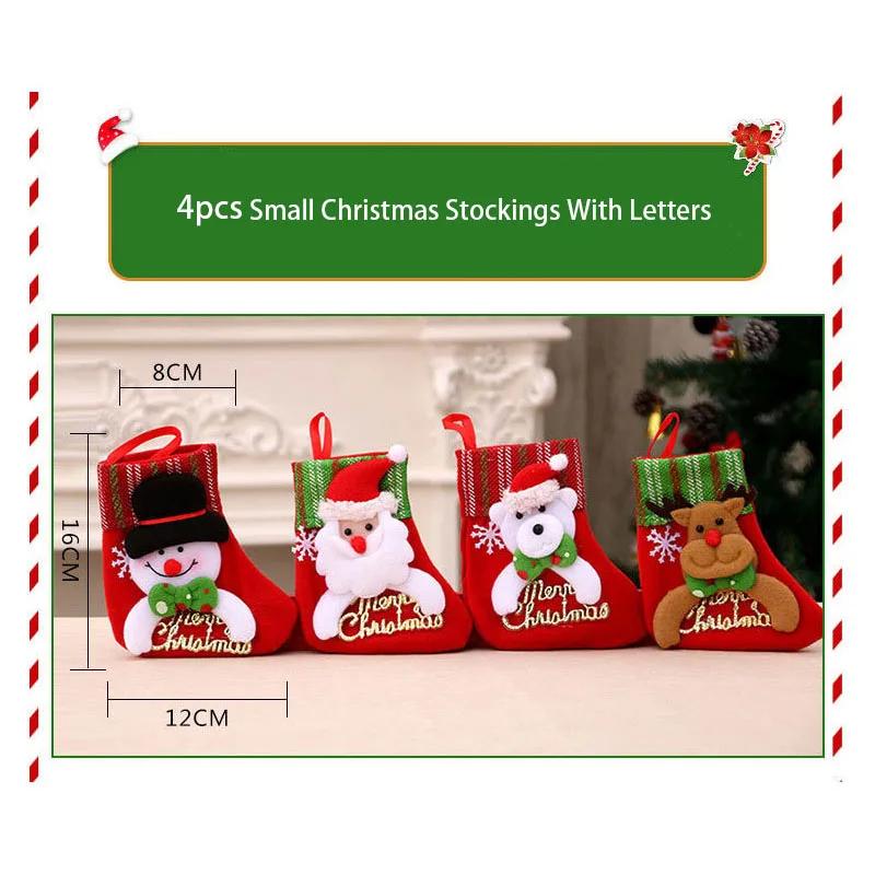 3/4Pcs Christmas Stockings Santa Snowman Hanging Xmas Tree Socks Ornaments Christmas Decor For Home New Year Candy Navidad Gift