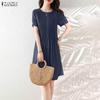 Women Casual Round Neck Short Sleeve Summer Dress