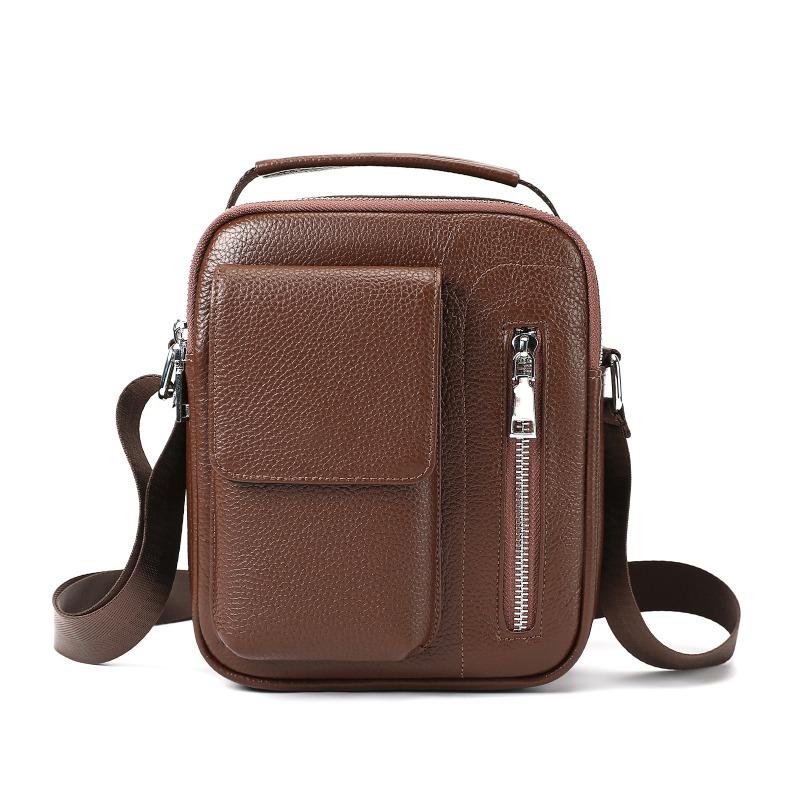 Multi-functional Pocket Single-shoulder Bag, Genuine Leather Versatile Portable Small Bag, Business Retro Crossbody Bag