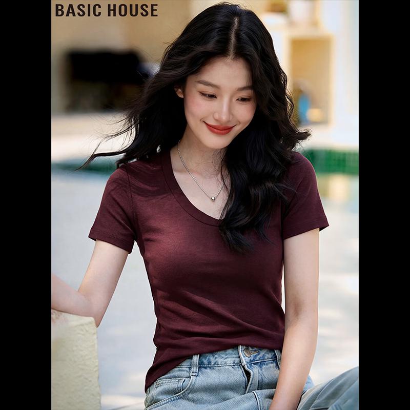Basic House Women s Tencel Blend Short Sleeve Tee L