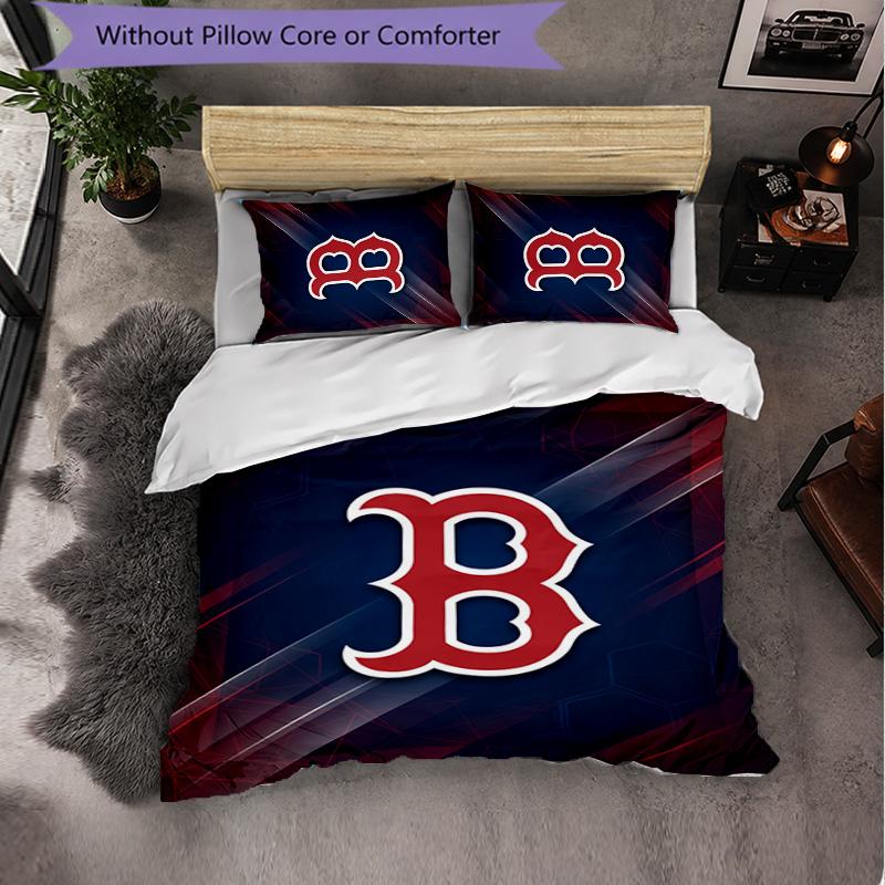 Boston Red Sox Pattern Microfibra Set Biancheria da Letto 3 Pezzi Decorazione Copripiumino Set Per Camera da Letto Uso Domestico