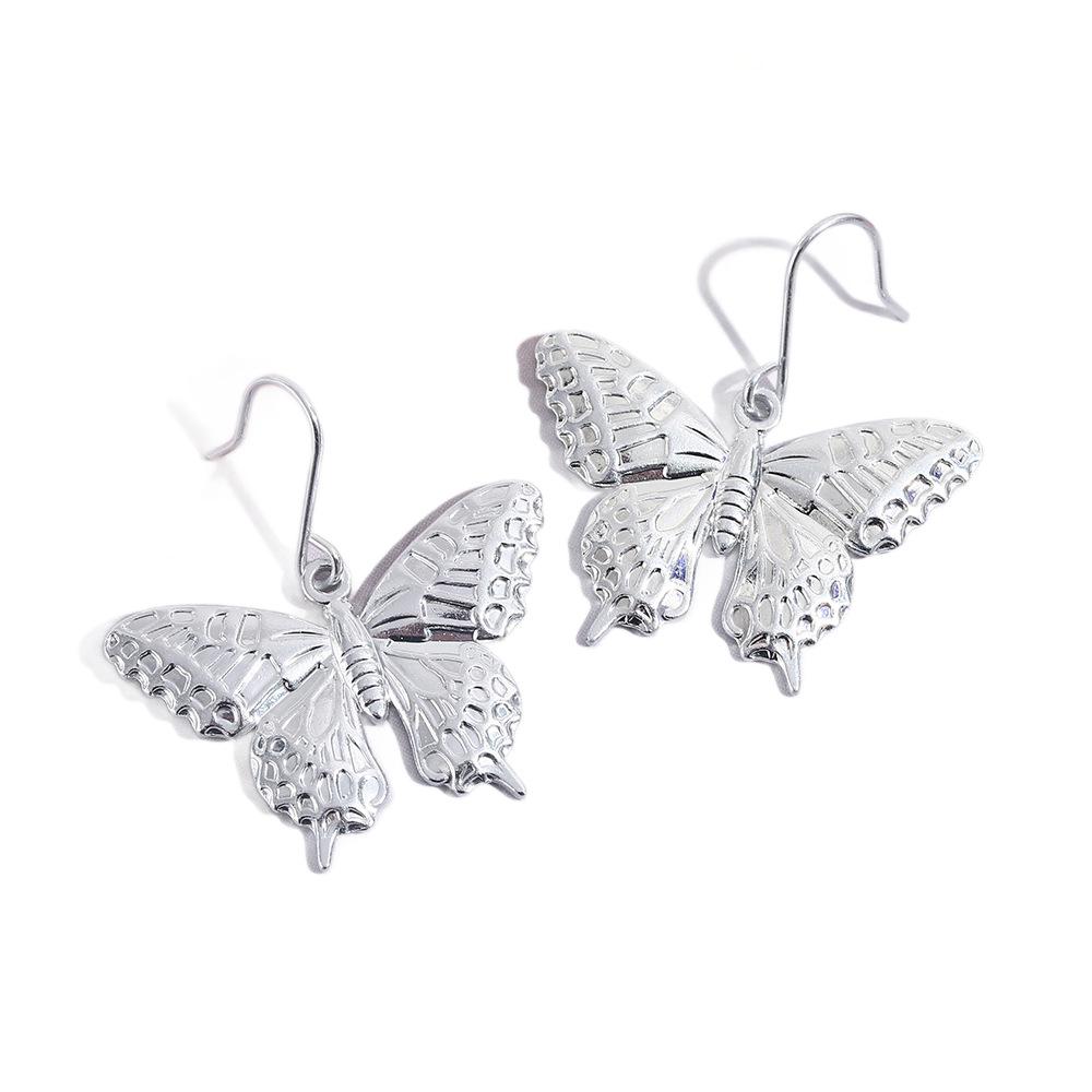 Non-fading aluminum earrings, European and American fashion alloy butterfly earrings, European and American summer vacation style is simple