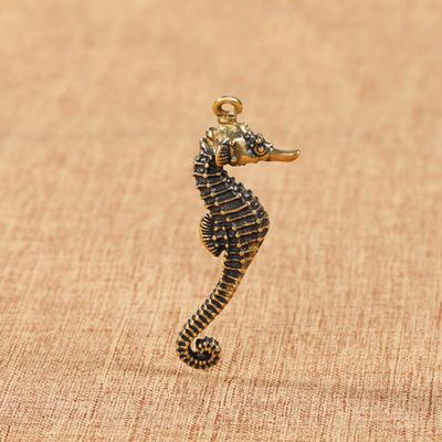 Retro Urocze Figurki Dekoracyjne Hipokamp Morski Konik Morski Mosiężne Miniatury Ozdoby Wisiorek do Kluczy Organizmy Morskie Pamiątka