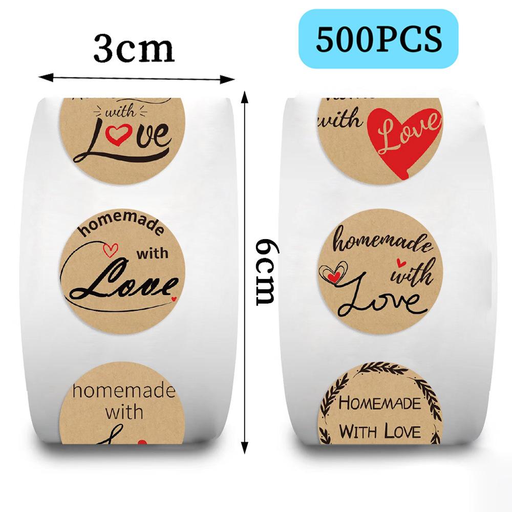 500 Sheets/roll Roll Sticker Tape Retro Kraft Paper Handbook Material Decorative Envelope Seal Sticker
