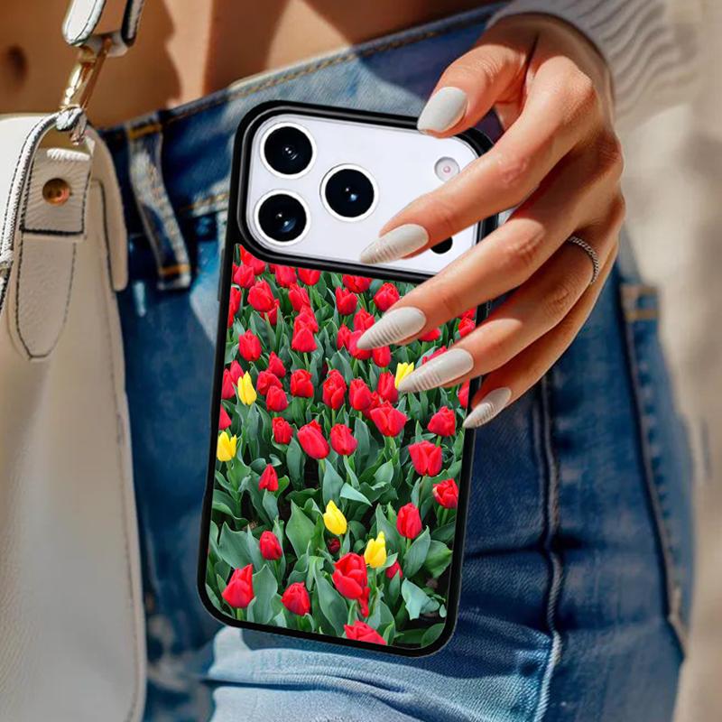 Spring Tulips Flower Phone Case For iPhone 17 Air 14 15 13 12 Max Cover For Apple 16e 11 Pro Max Plus Coque