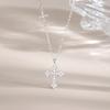 925 Sterling Silver Gold Plated Zircon Double Cross Pendant Engagement Wedding Fashion Necklace Cross Chain Women