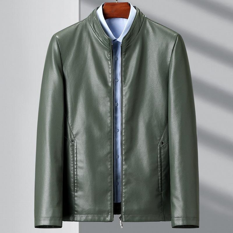 

Весна и осень, новая мужская куртка из натуральной кожи с воротником-стойкой, короткая облегающая повседневная кожаная куртка, модная 195